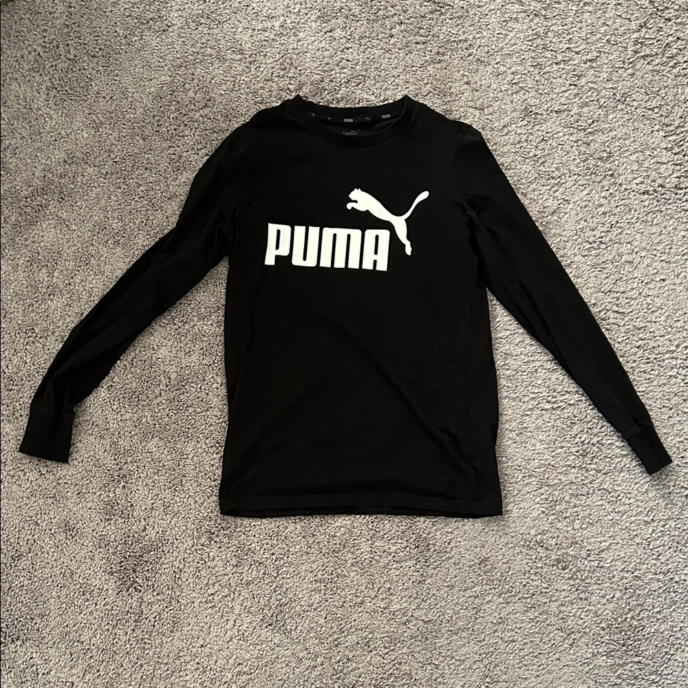 Puma Black Long Sleeve Tee with White Logo